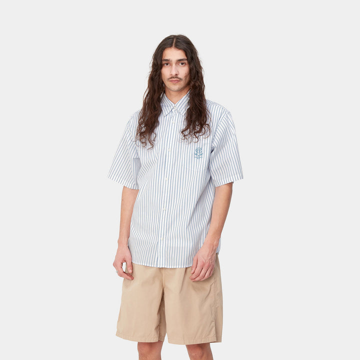 Linus Shirt 100 % Cotton Linus Stripe, Bleach / White -