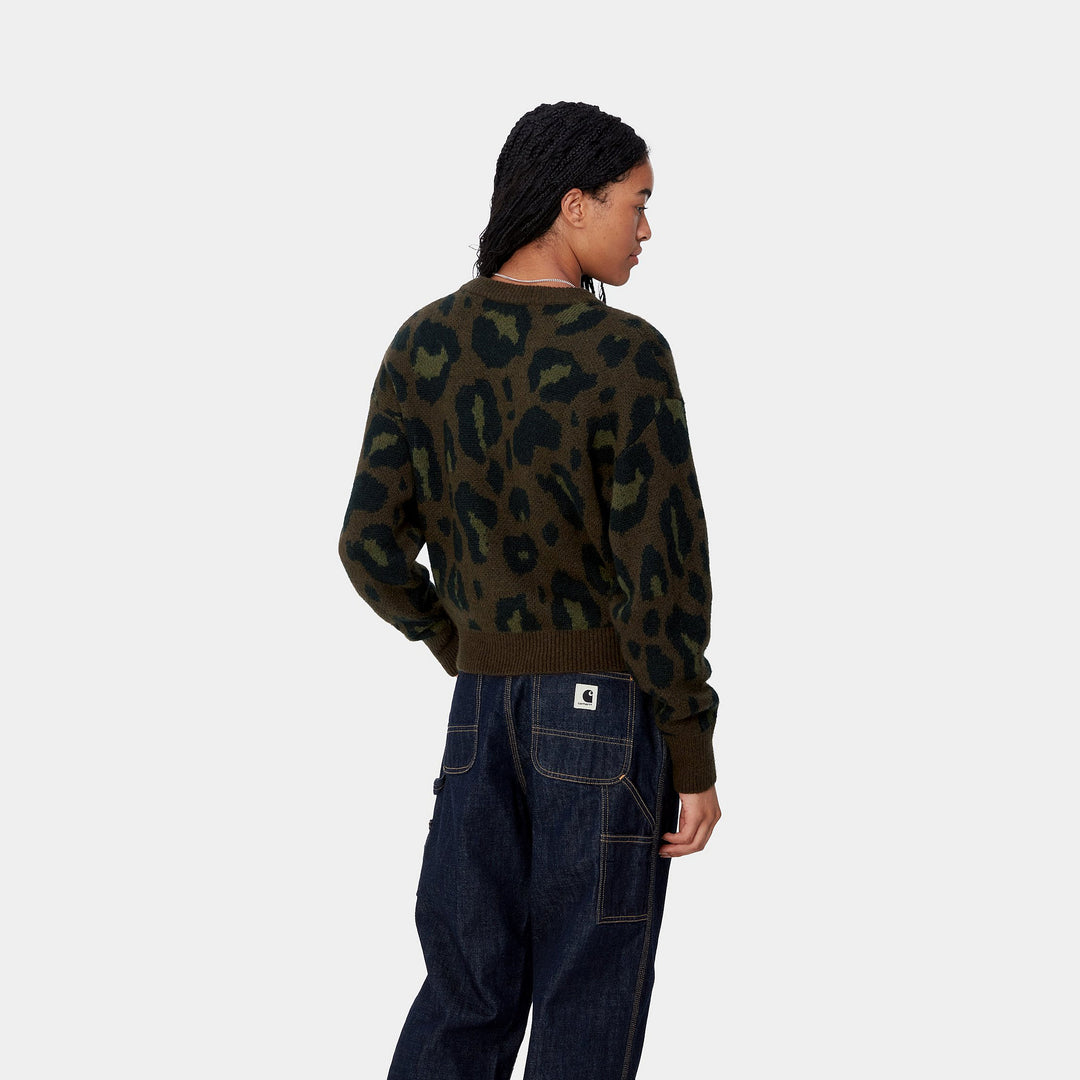 W' Merton SweaterCamo Leo Jacquard, Tamarind