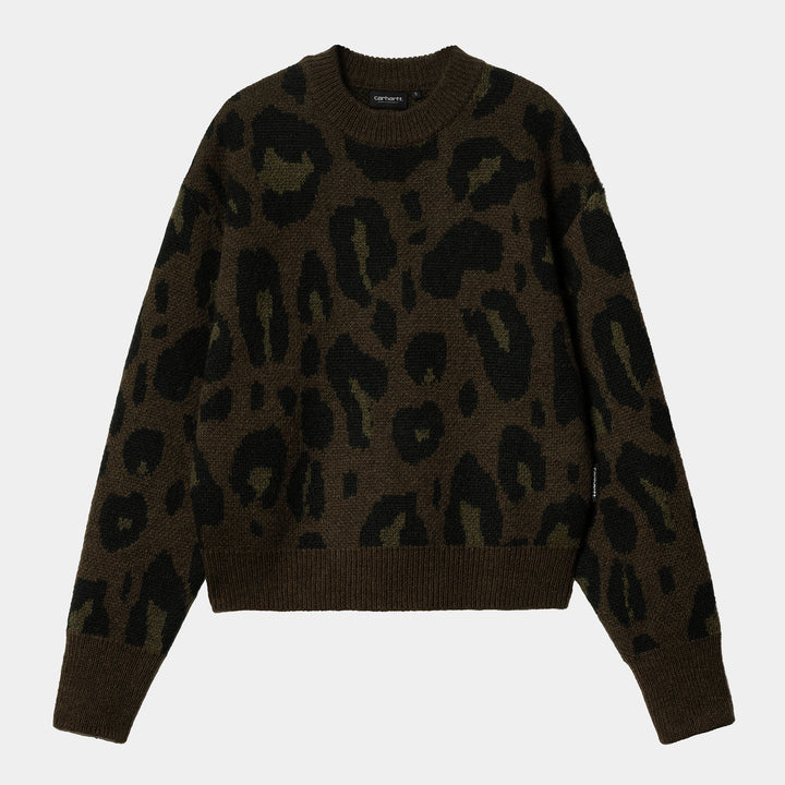 W' Merton SweaterCamo Leo Jacquard, Tamarind