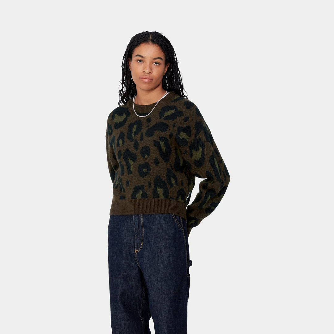 W' Merton SweaterCamo Leo Jacquard, Tamarind