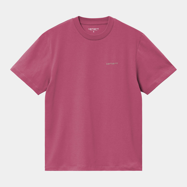 W ' S/S Script Embroidery T-Shirt - magenta