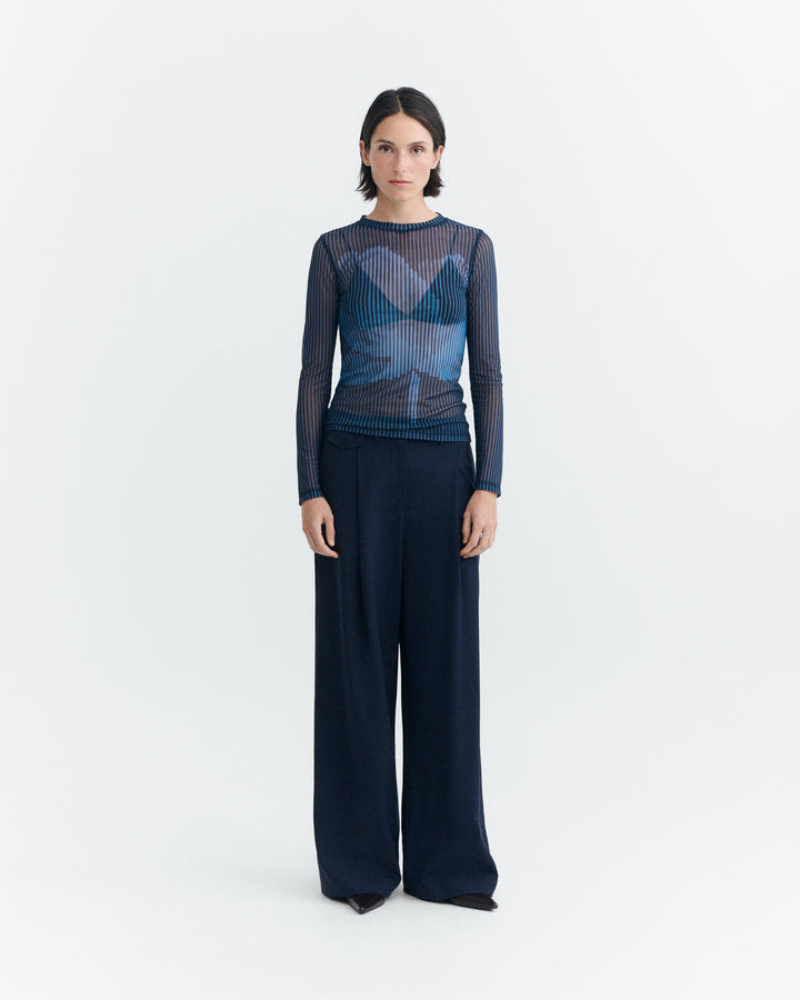 LOTUS PRINT NAVY TERE TOP