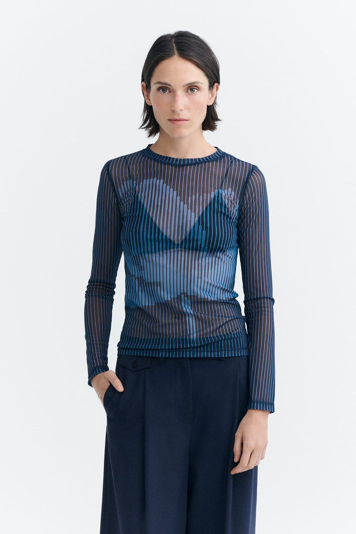 LOTUS PRINT NAVY TERE TOP