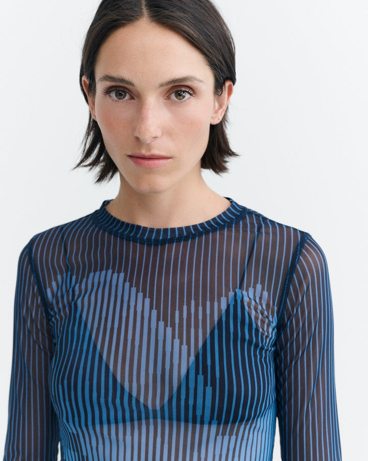 LOTUS PRINT NAVY TERE TOP