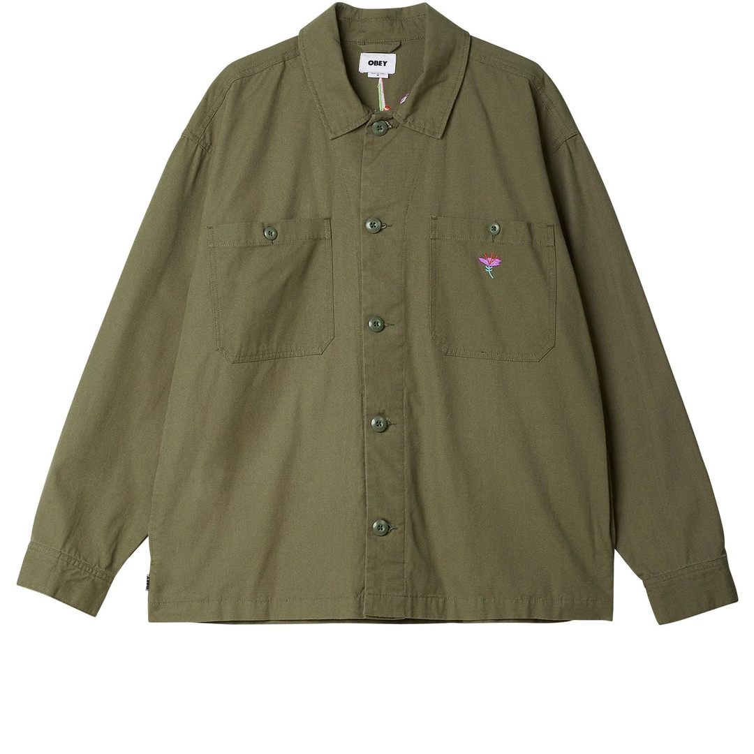Contrast Shirt Jacket - olive