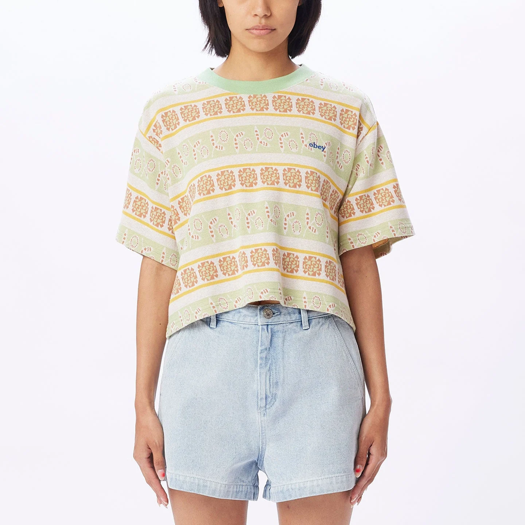 Esther cropped Tee - green/multi
