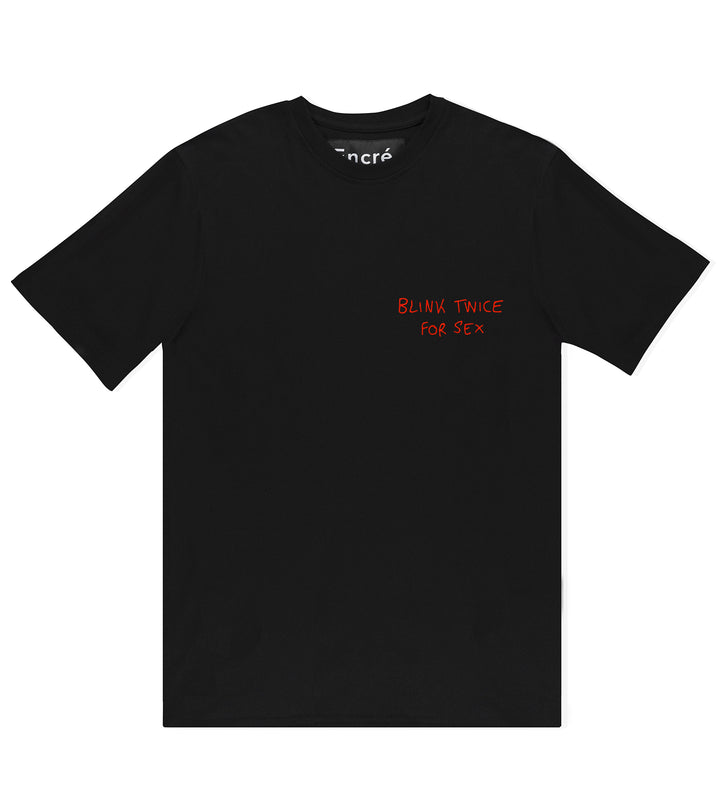 T-Shirt "blink 2 for s*x" - black