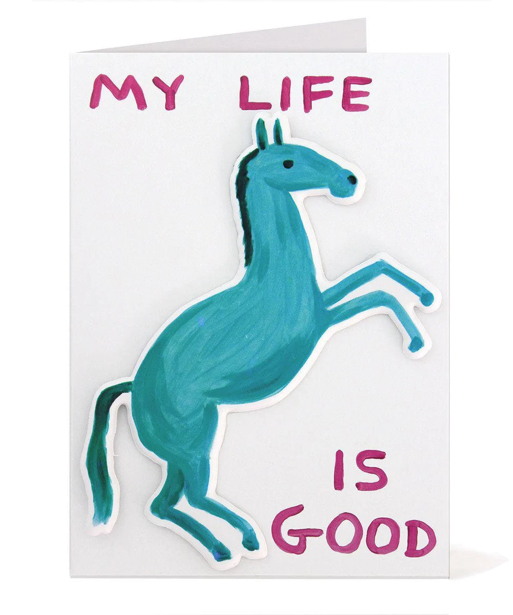 My Life Is Good Puffy Sticker Card x David Shrigley