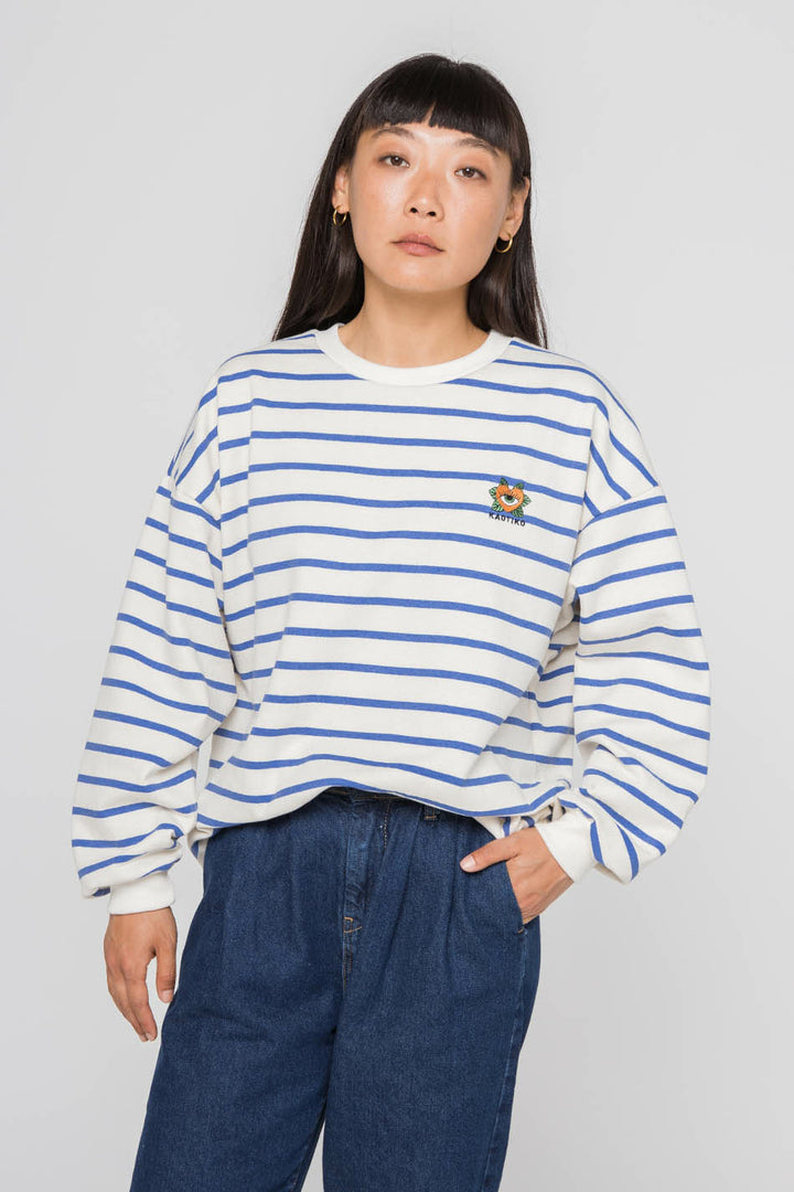 Sweatshirt "Heart" stripes - blue/white